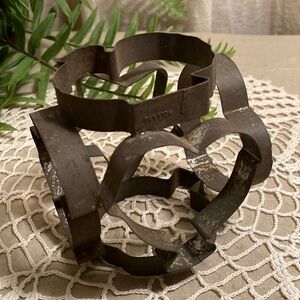 Antique Tin Cookie Cutter Ball Holland Rabbit Chick Heart Star Design